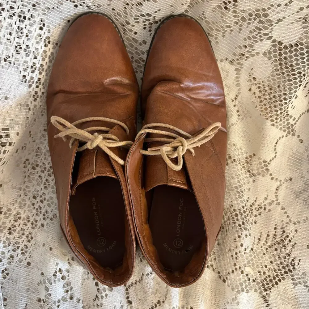 London Fog Men's US 12 M Blackburn Brown Leather Chukka Boots
